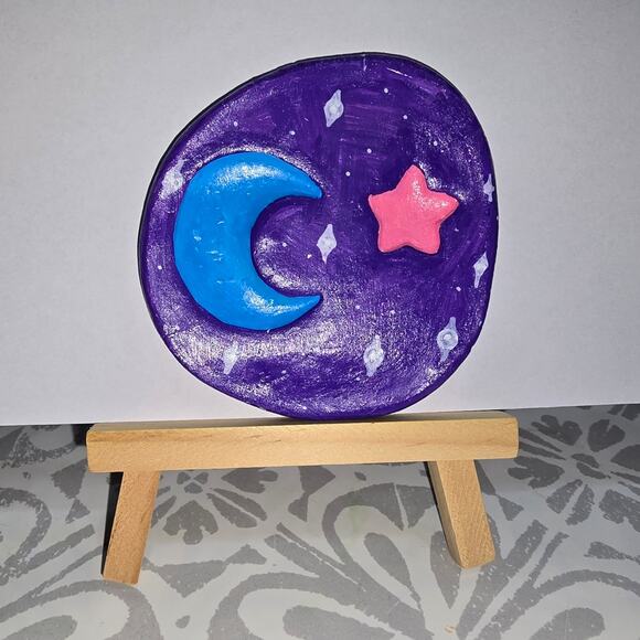 ✨ Wish Dish – Handmade Clay Moon & Star Art | One of a Kind | Great Add-on - Picture 4 of 7